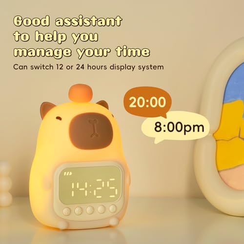 Capybara Alarm Clock with Night Light for Kids