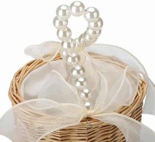 Classic Pearl Woven Hand Basket for Wedding Ceremony