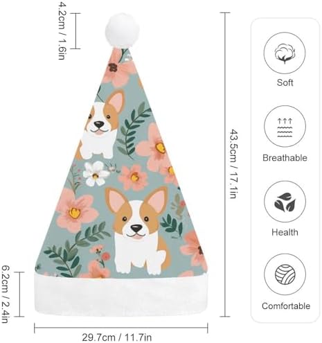 Santa Hat Corgi Floral Headwear Christmas Party Hat