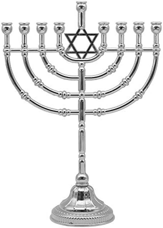 Ner Mitzvah Silvertone Candle Menorah for Chanukah