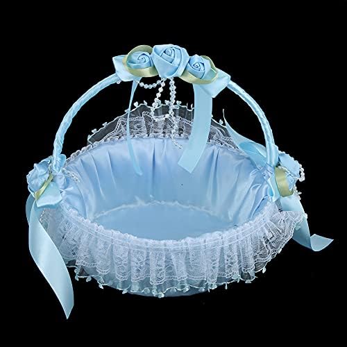 Cute Blue Wedding Flower Girl Baskets with Handles