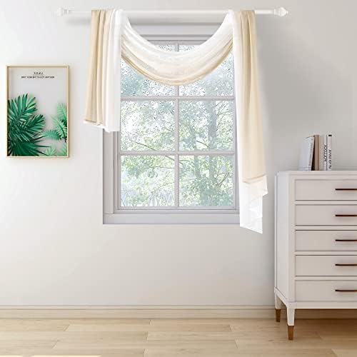 NAPEARL Ombre Window Scarf Valance 144 Inches Beige