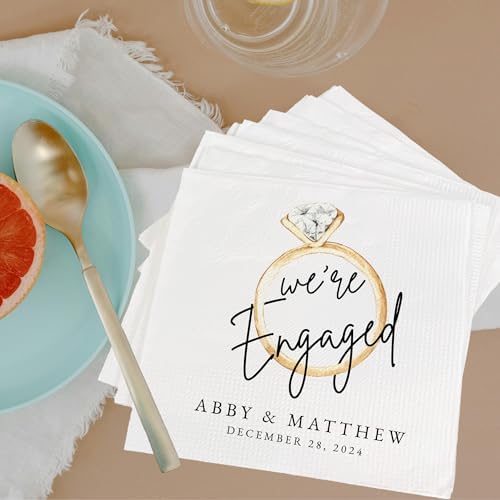 Luxury Custom Engagement Napkins Set of 15