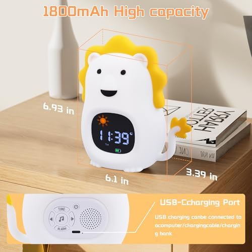 Kids Alarm Clock with White Noise and Night Light