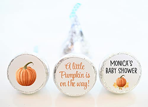 Personalized A Little Pumpkin is on the Way Hershey Kiss Stickers 108 Count