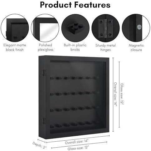 Americanflat 14x14 Minifigure Display Case - Black