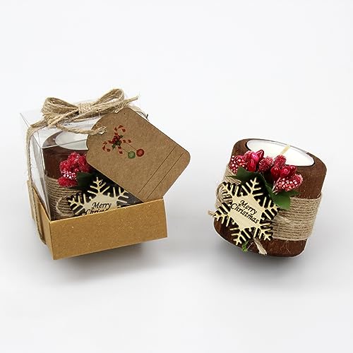10PCS Handmade Wooden Christmas Candle Holder with Snowflake Design