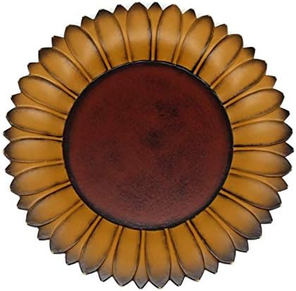 CVHOMEDECO Sunflower Shape Wooden Plate 11 Inch