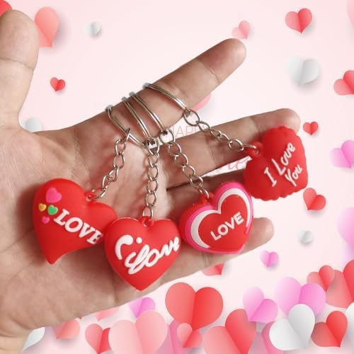 48 Pcs Red Heart Keychains for Valentines Day