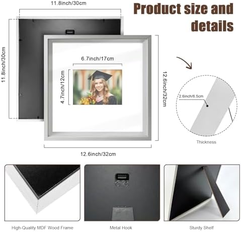 Elegant 12x12 Shadow Box Frame for Graduation and Family Memories