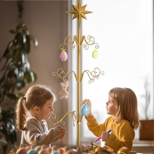 Barton 64ft Wrought Iron Christmas Hooks Display Stand - Gold