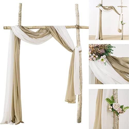 MIULEE Beige Voile Valance for Window Decor