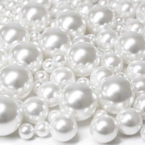 300Pcs White No Hole Faux Pearl Vase Filler Beads