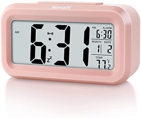 Miowachi Pink Digital Alarm Clock with Night Light and Snooze