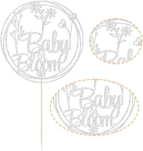 Gyufise Baby in Bloom Glitter Flower Cake Topper
