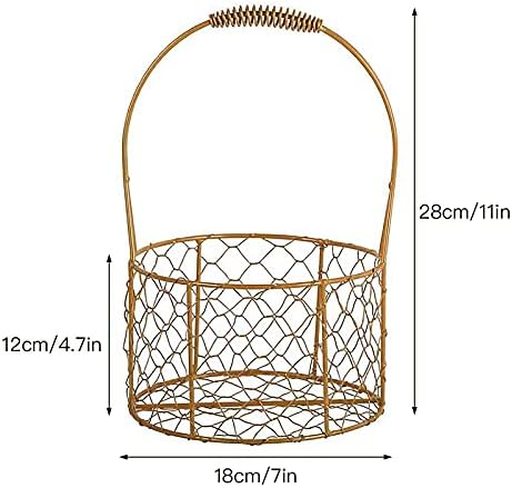 PerGar Golden Metal Flower Girl Basket for Weddings