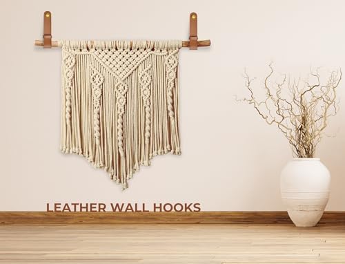Premium Leather Curtain Rod Holders 2 Pack Light Brown