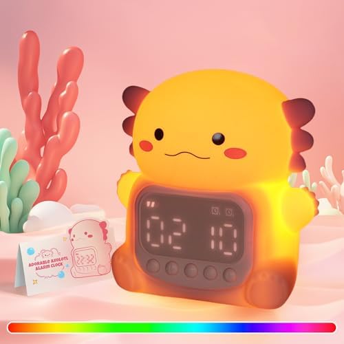 Axolotl Alarm Clock with Night Light for Kids