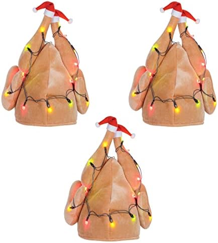 Beistle Plush Light-up Christmas Turkey Hats Set of 3