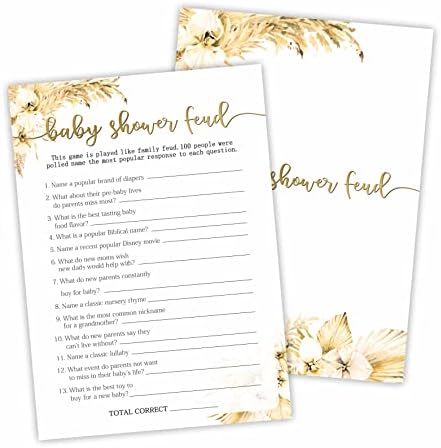 Boho Pampas Grass Baby Shower Game Cards 1
