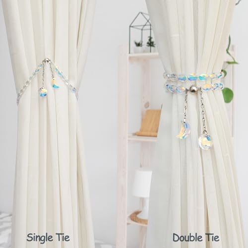 PEDOBO Magnetic Curtain Tiebacks 2 Pack Crystal AB