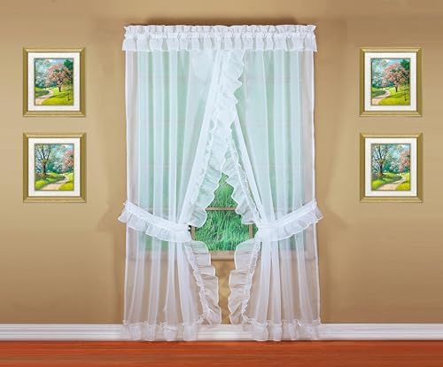Todays Curtain Emelia Priscilla Sheer Pair 60x84 White 5-Piece Set