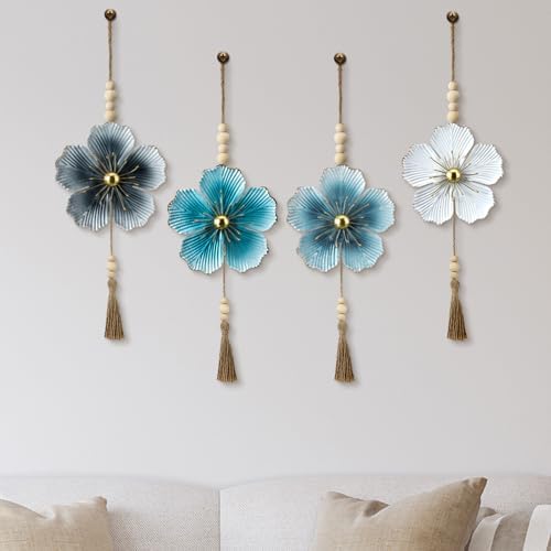 Tandefio 4 Pcs Metal Flower Wall Decor