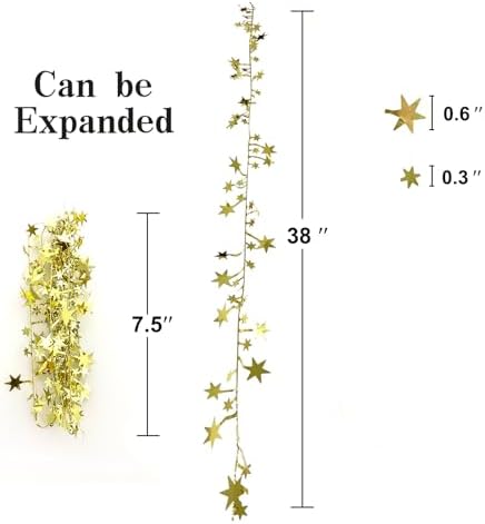 Gold Floating Candle Centerpieces Star Strings - 12 Pcs 38 Inch