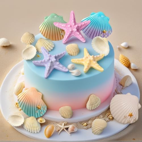 JeVenis Sea Shells Cake Decor for Ocean Theme Party