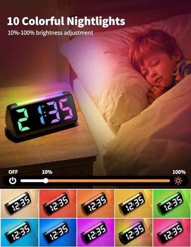 Netzu Digital Alarm Clock with RGB Night Light and Dual Alarm