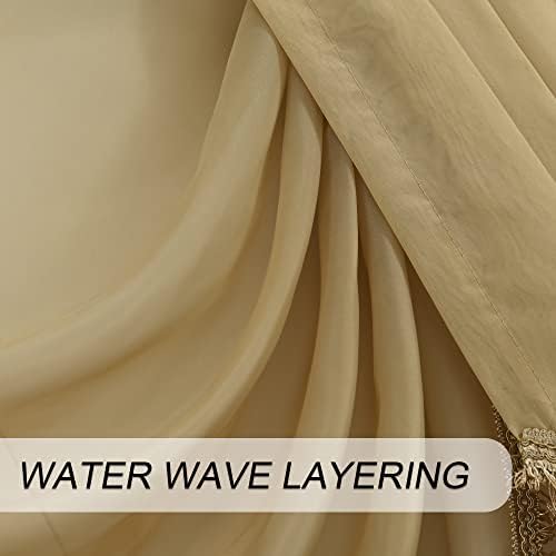 Waterfall Sheer Curtain Valance with Tassels for Bedroom and Living Room