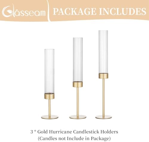 Glasseam Gold Taper Candle Holder Set of 3