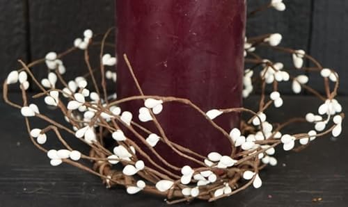 White Pip Candle Ring Berry Wreath 65 Inch