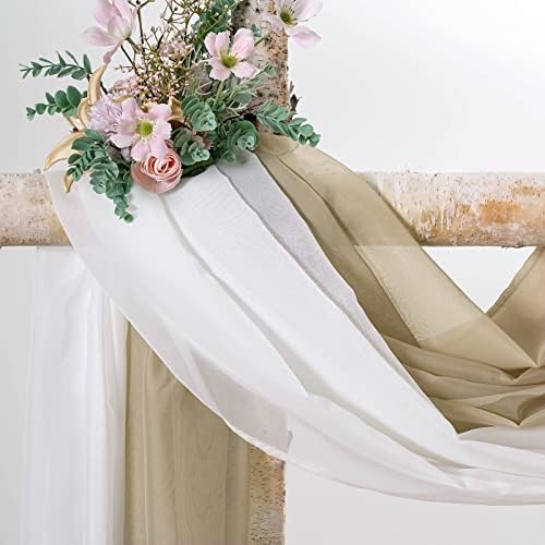 MIULEE Beige Voile Valance for Window Decor