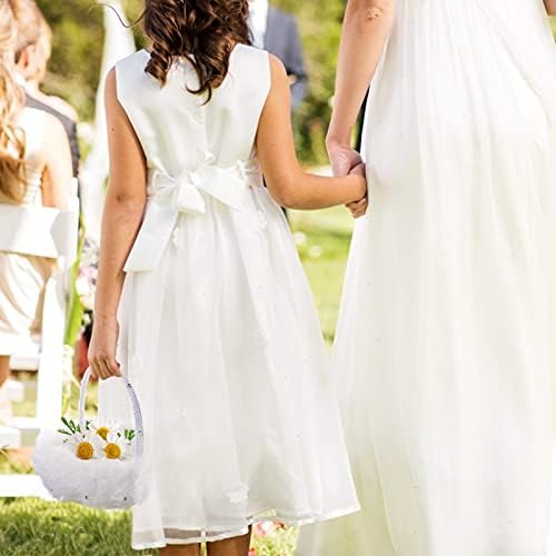Cute Wedding Flower Girl Basket with White Ostrich Fluff