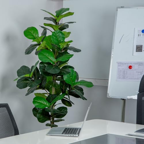 5FT Fiddle Leaf Fig Artificial Tree with White Planter