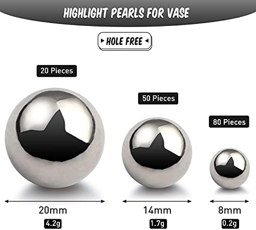 150 Pieces Mixed Size Gloss Faux Pearl Vase Filler