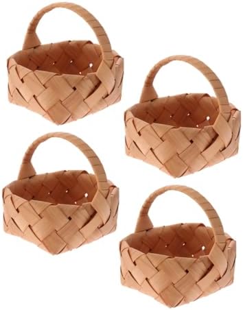 Handheld Wedding Bouquet Basket Set 4pcs Mini Wicker Rattan Baskets