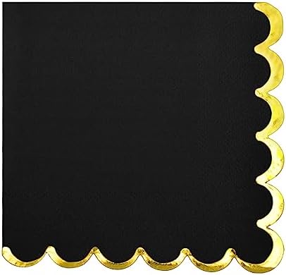 200 Pack Black Gold Foil Cocktail Napkins for Themed Events