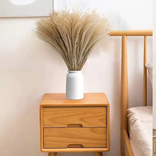 Eforcase Dried Flower Bouquet Set - Tan White Pampas Grass and Reed