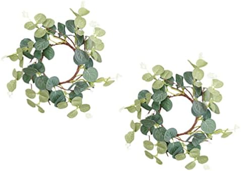 Zerodeko 4pcs Eucalyptus Candle Wreaths for Home Decor