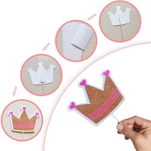 Rose Gold Glitter Photo Booth Props Set 30pcs