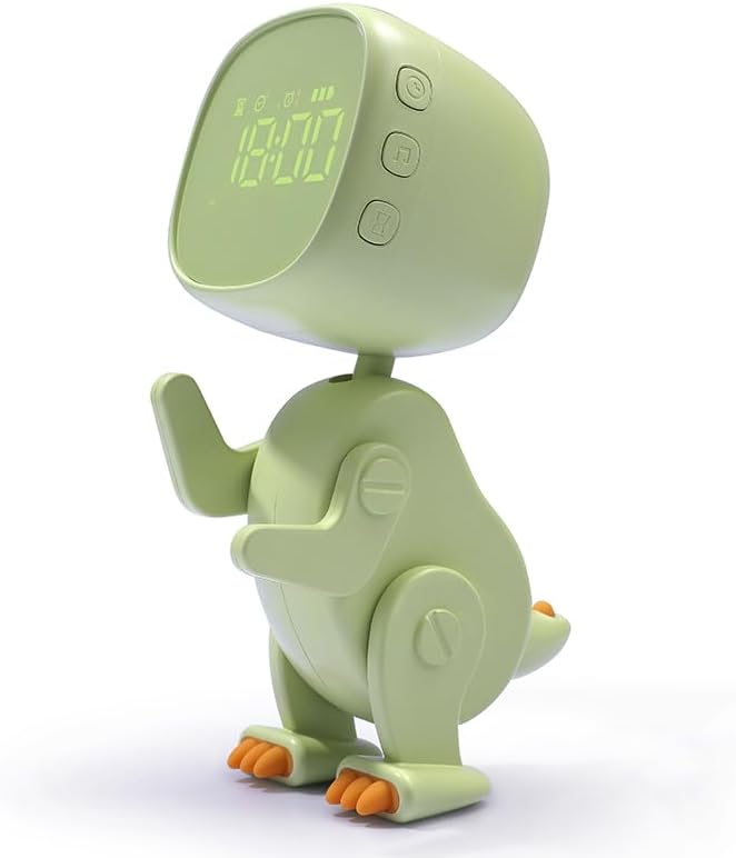 Dynamic Dinosaur Alarm Clock for Kids Green