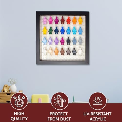 10x10 Black Figurine Display Case with Wood Frame and White Base