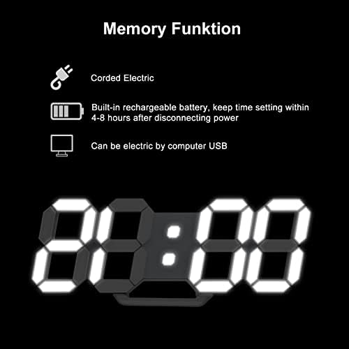 WISE TIGER 3D LED Wall Clock with Alarm and USB Nightlight