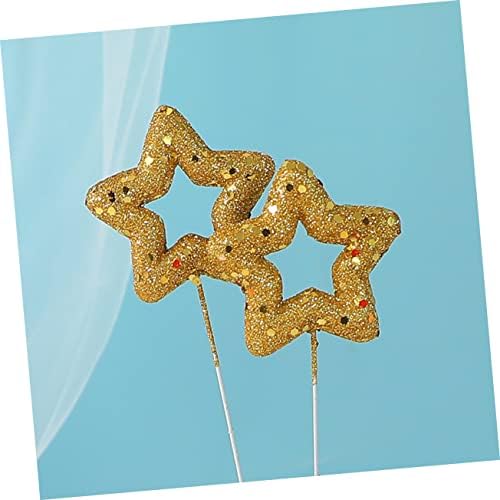 10Pcs Star Cake Topper Glitter Decor for Birthday Cupcakes