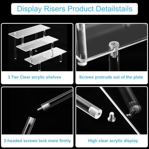 3 Tier Acrylic Display Risers for Organizing Perfume and Collectibles