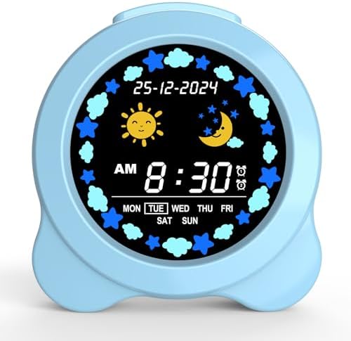 Kids Alarm Clock with Sun Moon LED Display