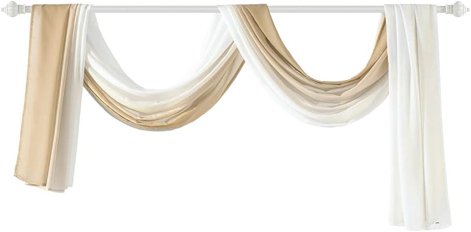NAPEARL Ombre Window Scarf Valance 144 Inches Beige