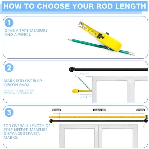 Adjustable Curtain Rods 16-60 Inches Black Pack of 1